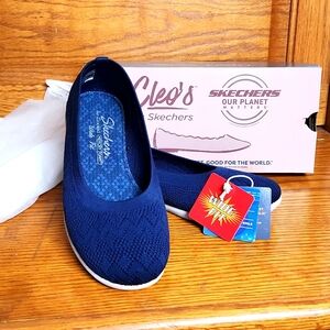 Skechers Cleo Blue flat shoes New sz 6w